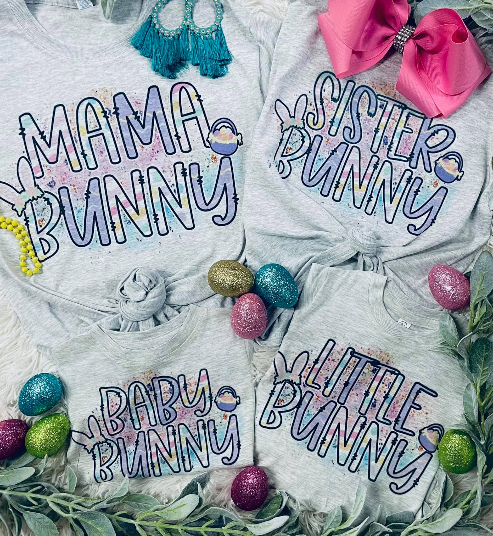 Mama/Sister/Baby/Little Bunny Grey Tees