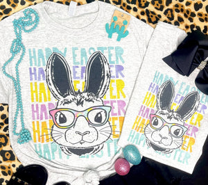Happy Easter Bunny Tie Dye Grey Tee