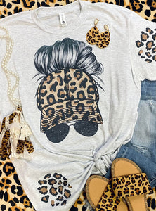 Messy Bun Leopard Hat