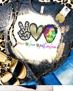 Peace Love Post Malone Bleached Tee