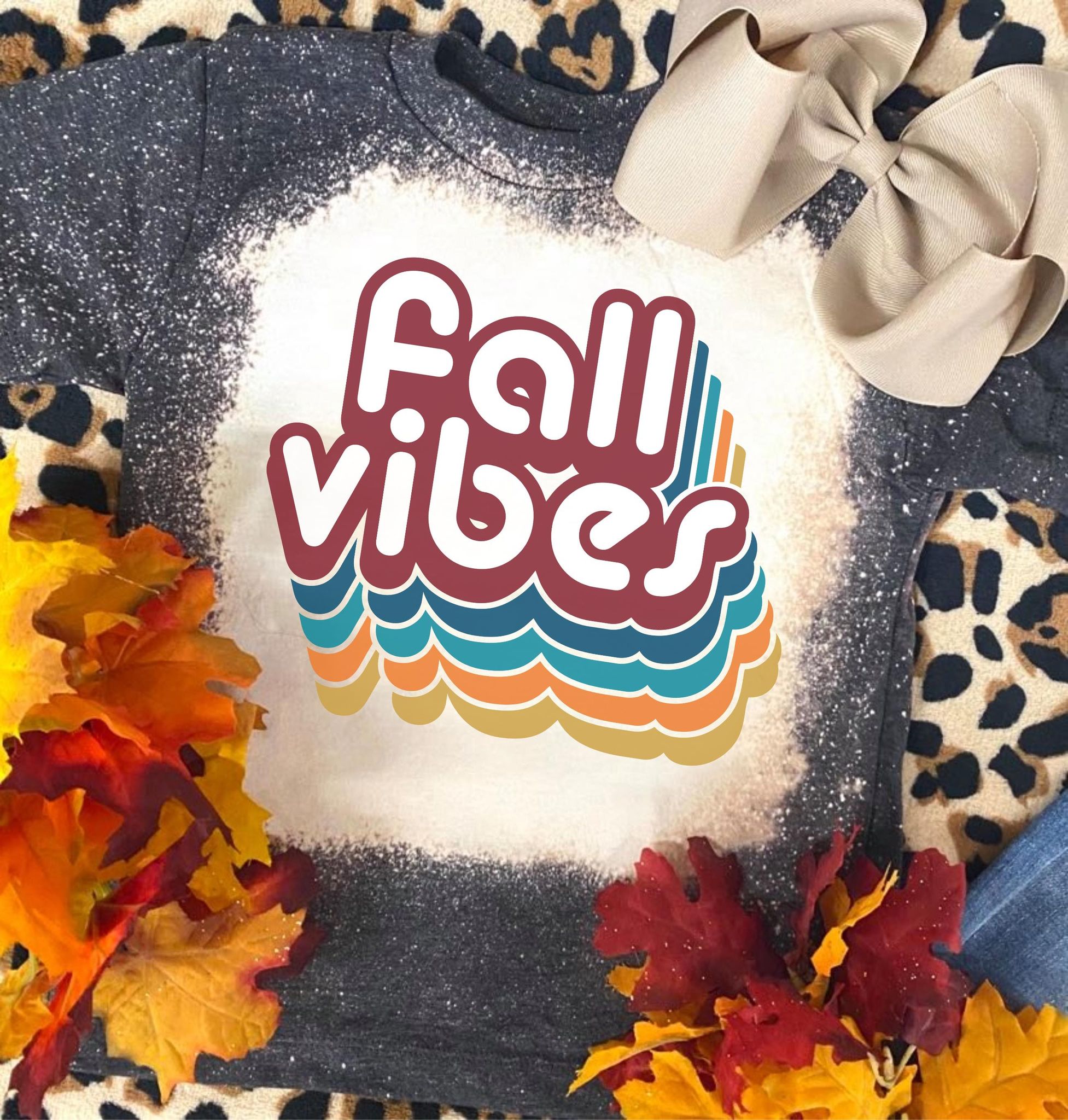 Kids Fall VIbes Groovy Bleached Tee