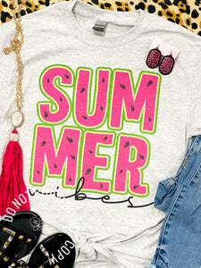 Summer Vibes Watermelon Grey Tee