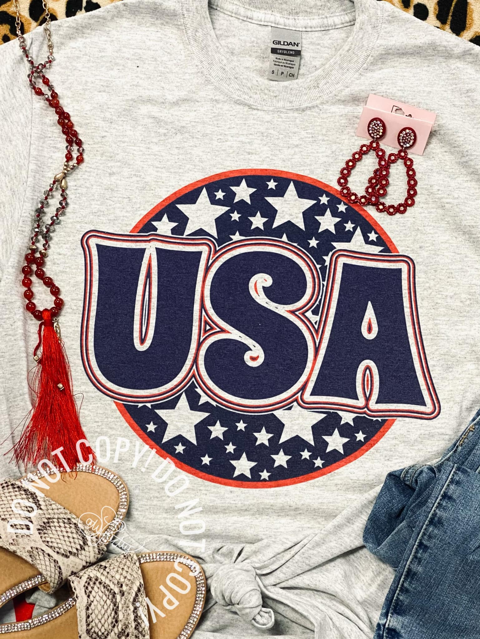 USA Star Circle Grey Tee