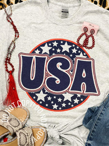 USA Star Circle Grey Tee
