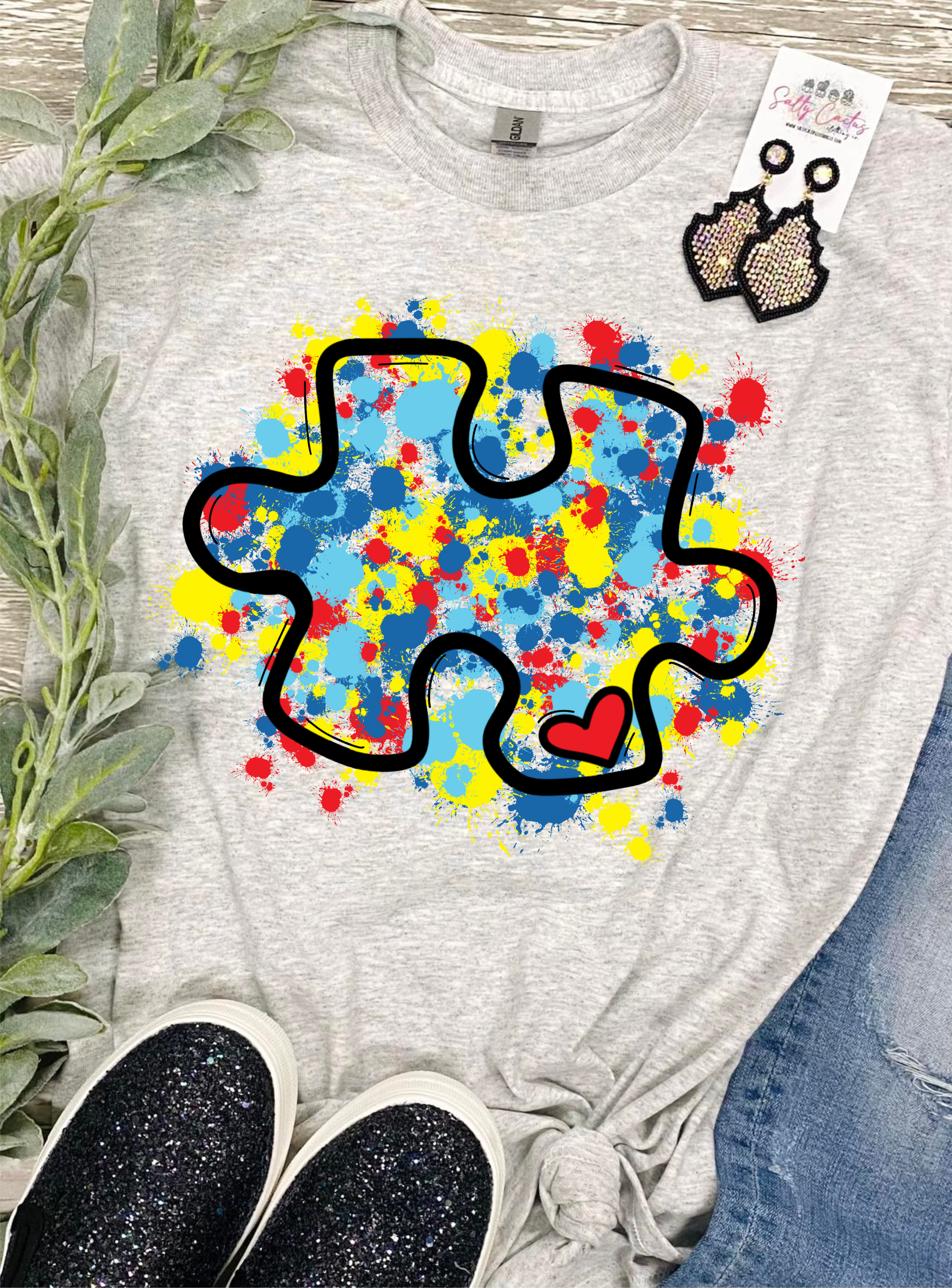 Adults/Kids Puzzle Piece Tie Dye Splatter