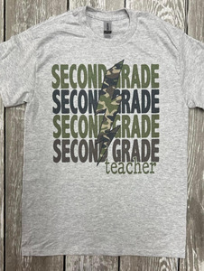 Adult Teacher School Grade Camo Lightning Bolt Tees