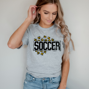 Soccer With Leopard - Screen Print Transfer Graphic Tee