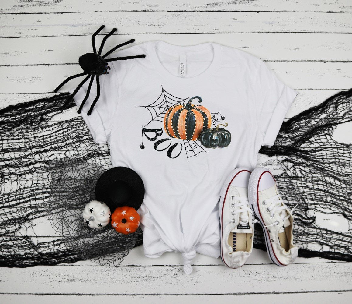 Boo Spiderwebs and Pumpkins Tee