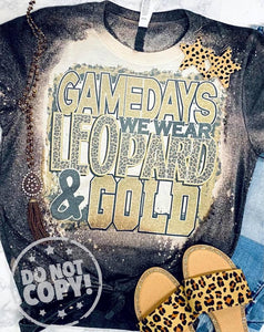Kids Game Days We Wear Leopard & Team Color Grey Bleached Tee