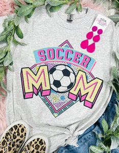 Soccer Mom Neon Colors Grey Tee