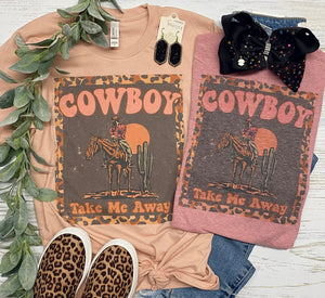 Cowboy Take Me Away Peach Tee