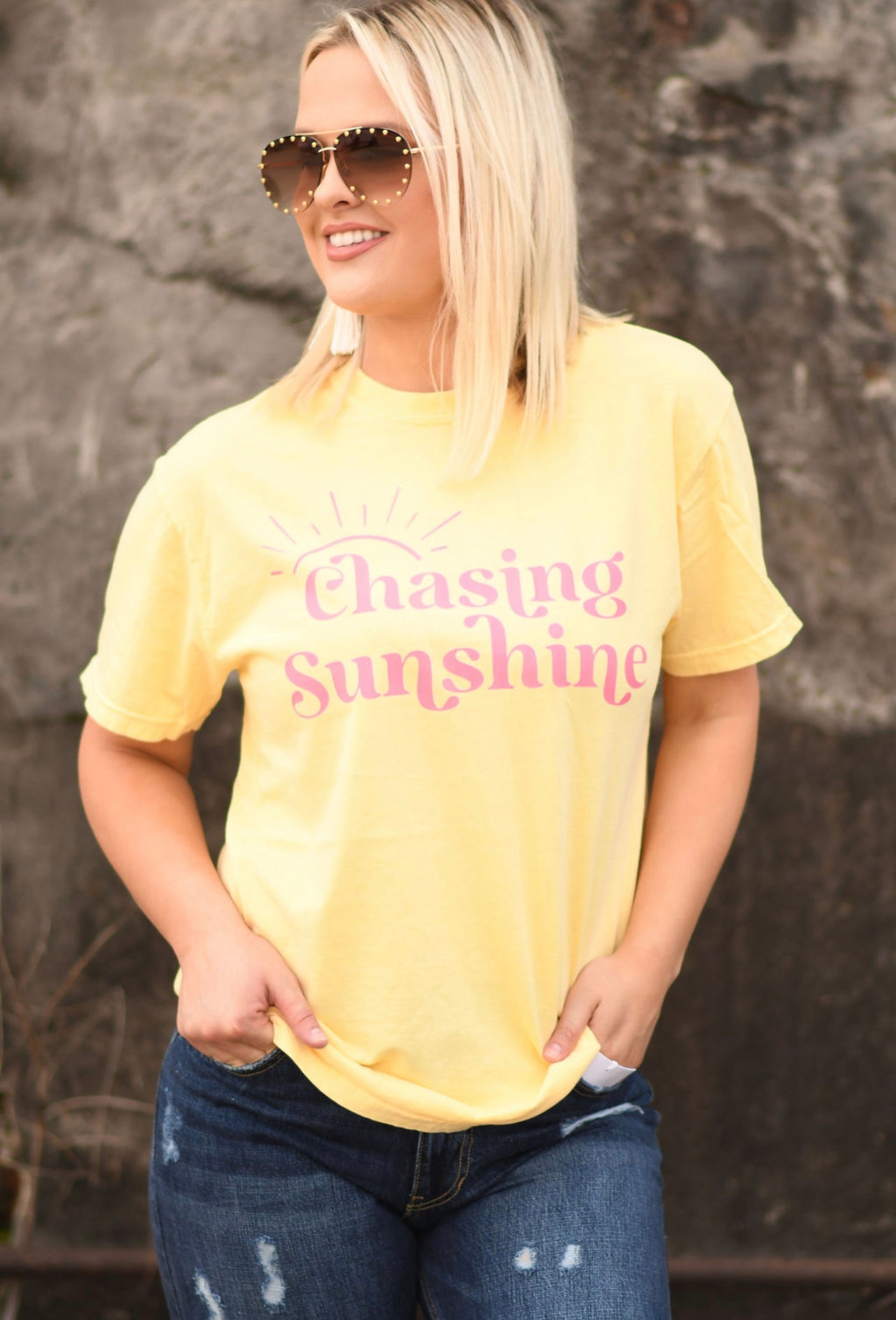 *SP* Chasing Sunshine Butter Yellow Comfort Colors Tee