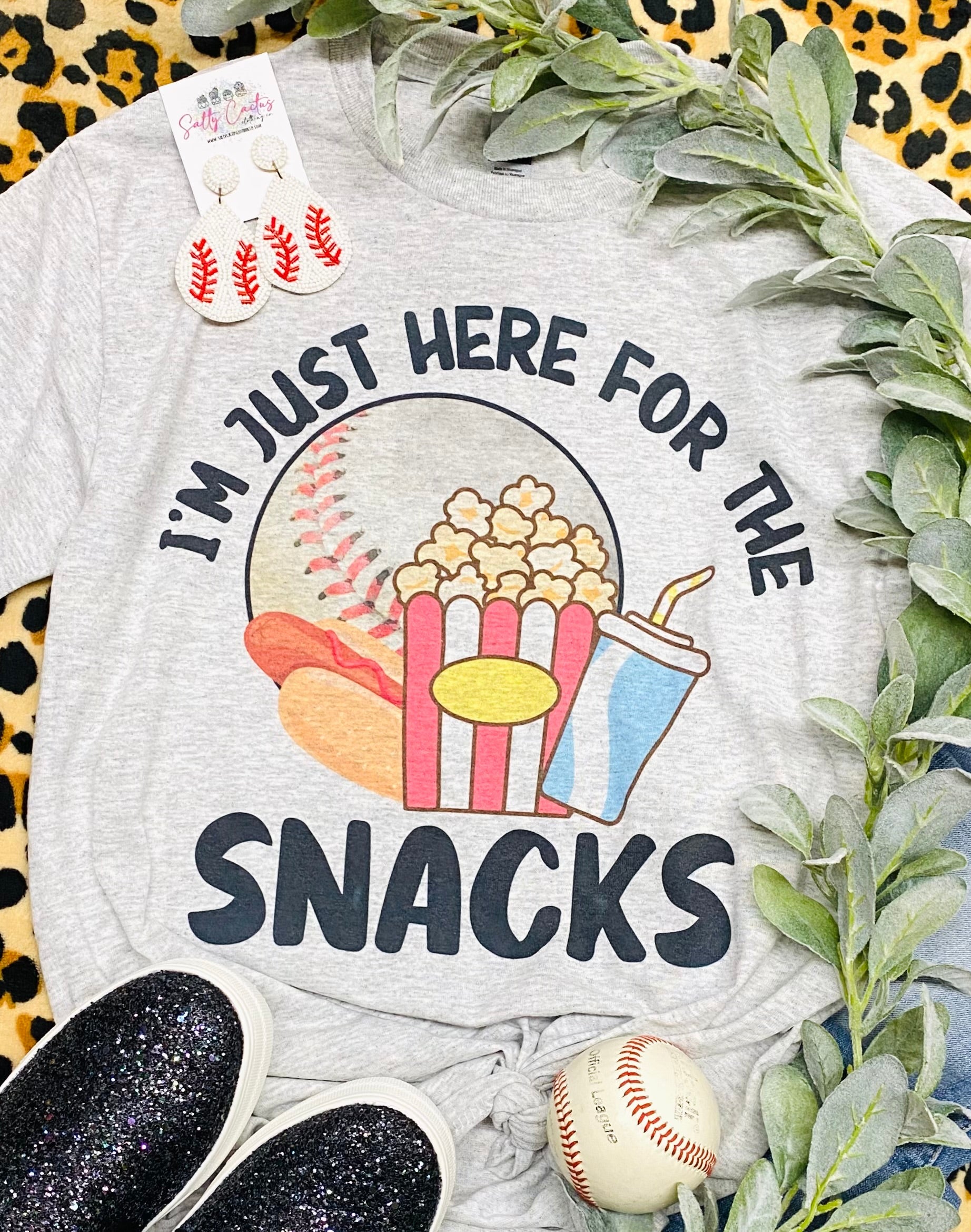 I’m Just Here For The Snacks Grey Tee