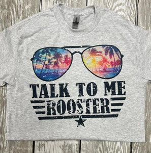 Talk To Me Rooster New Grey Tee