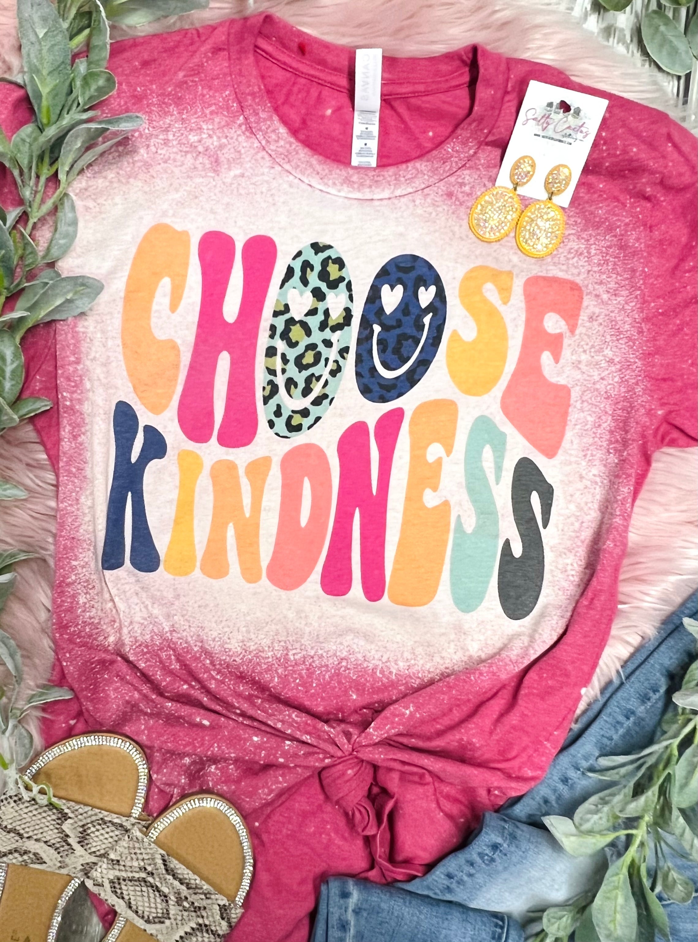 Choose Kindness Pink Bleached Tee