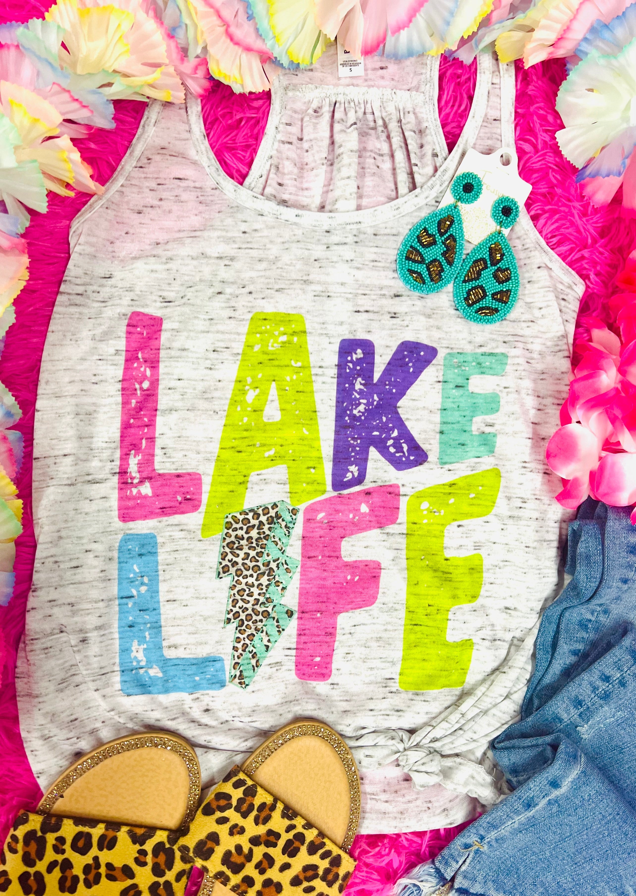 Lake Life Neon Bolt Racerback Tank