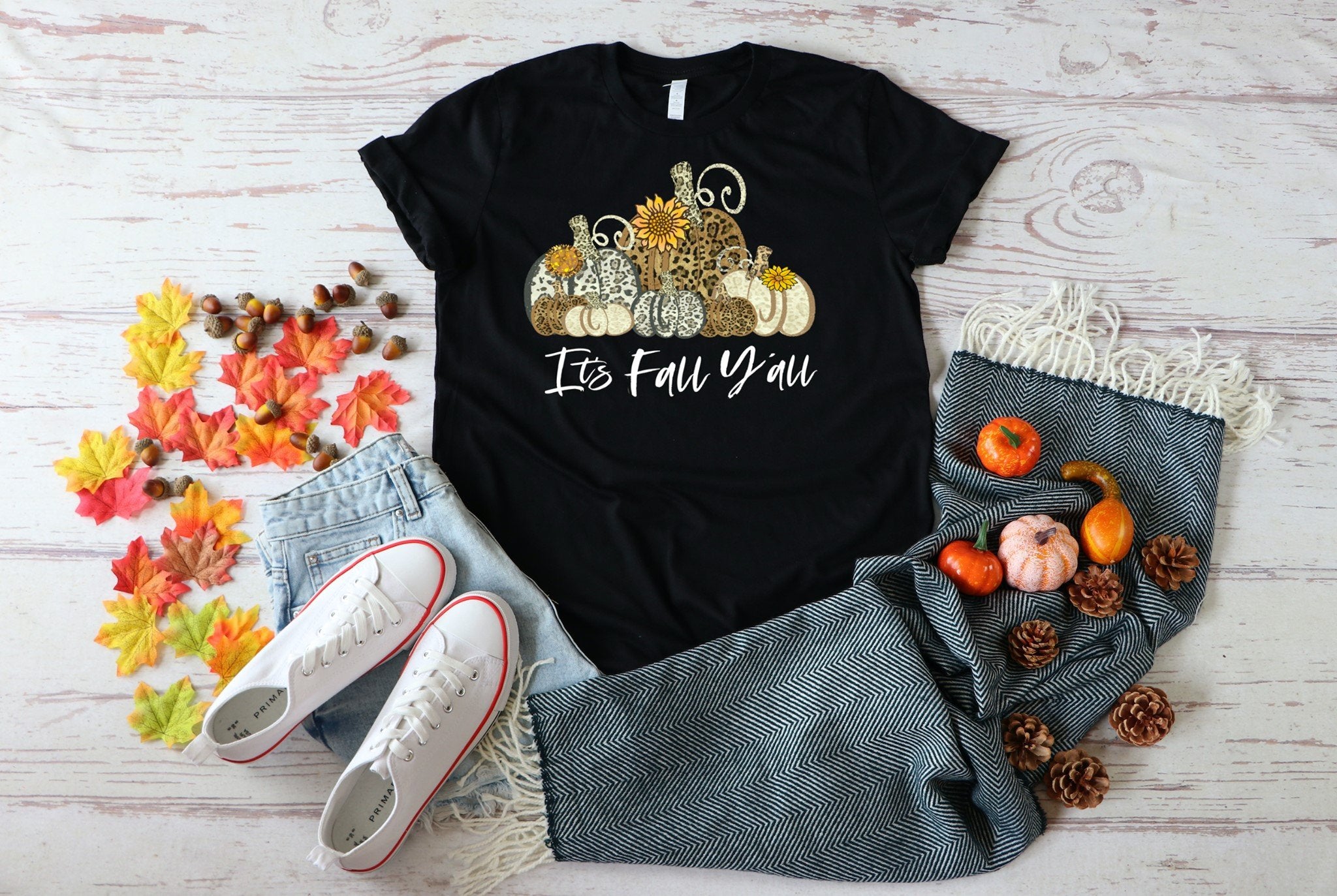 Its Fall Yall Leopard Pumpkins Tee