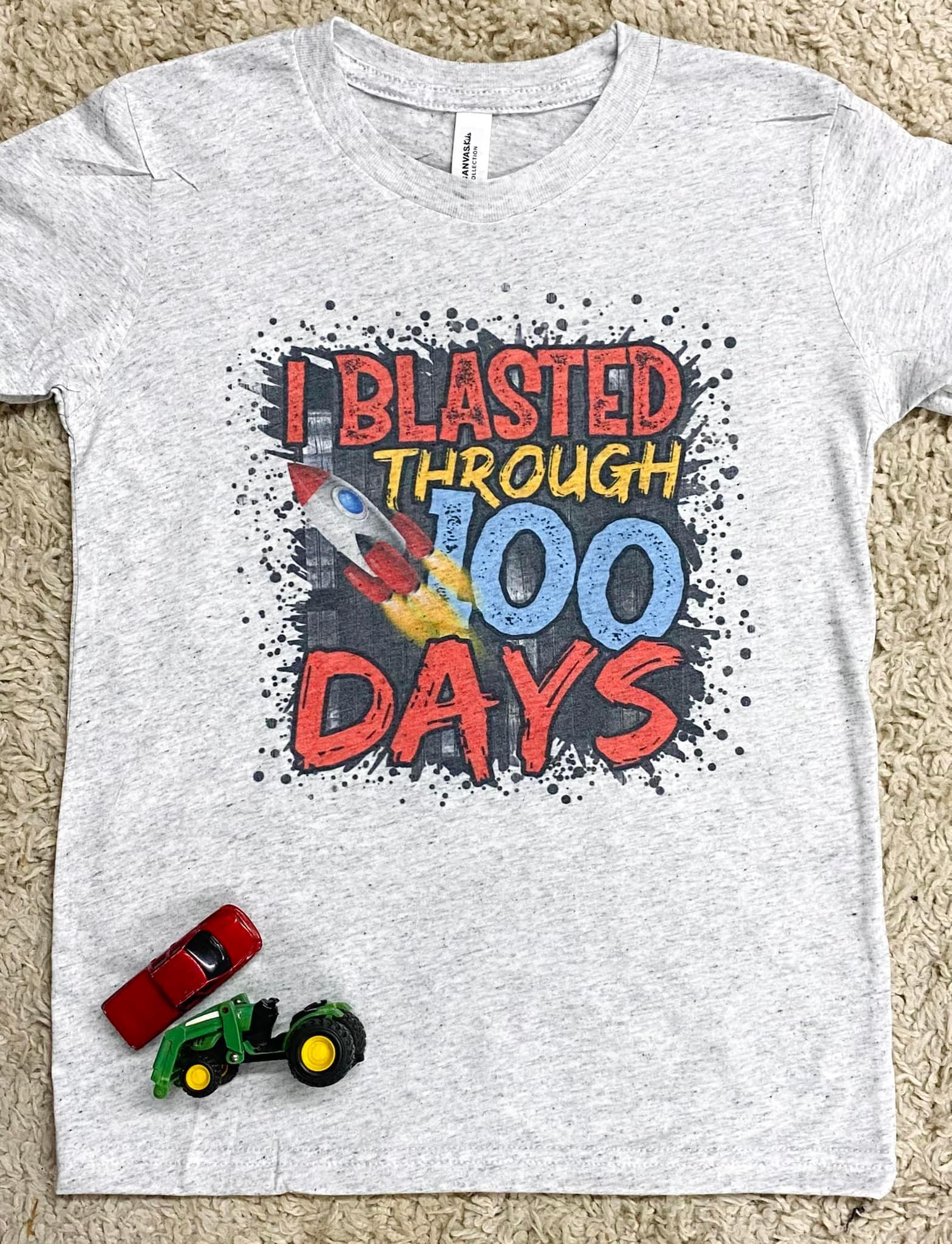 RTS I Blasted Through 100 Days Rocket Ship Grey Tee