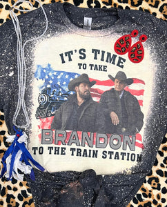 It's Time To Take Brandon To The Train Station Grey Bleached Tee