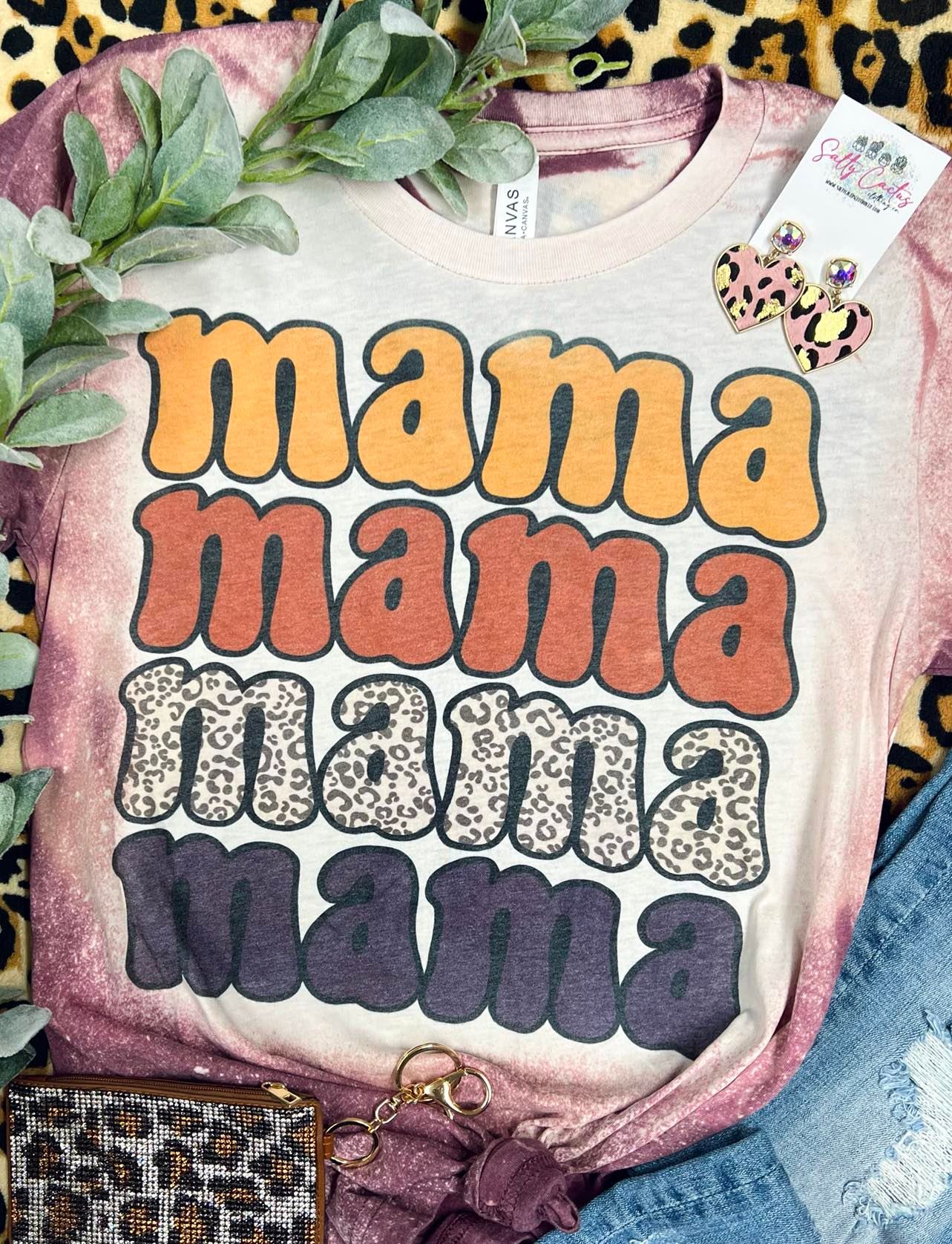 MAMA MAMA MAMA Retro Maroon Bleached Tee