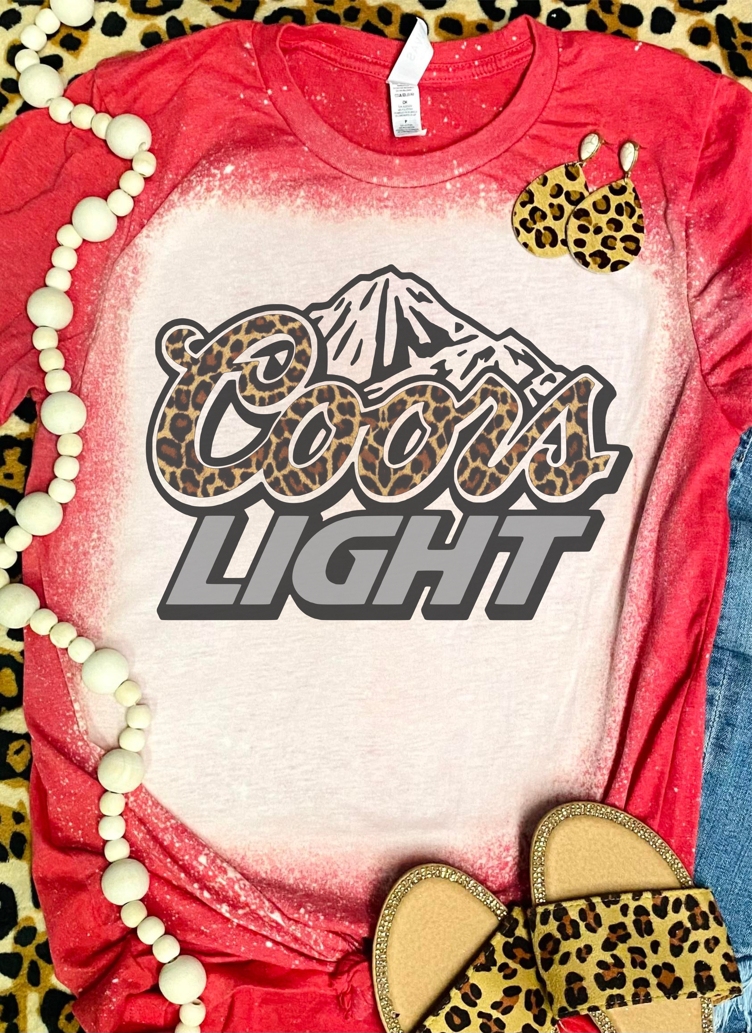 Coors Light Leopard Red Bleached Tee