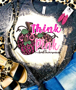 Think Pink Pumpkin Bleached Tee