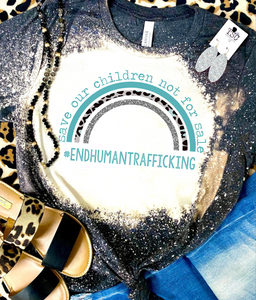 Save The Children Blue Rainbow Bleached Tee