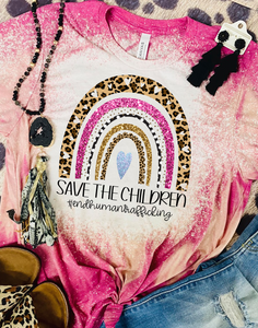 Save The Children Leopard Rainbow Bleached Tee