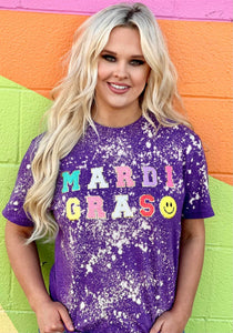 Mardi Gras Chenille Patch Purple Splatter Tee