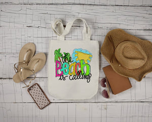 The Beach Is Calling Canvas Tote